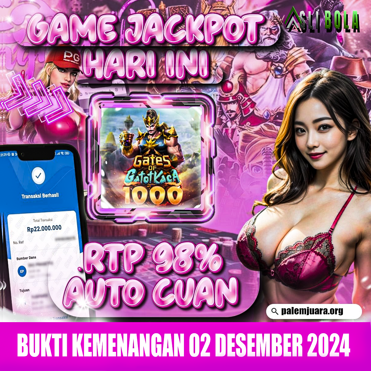 ASLI BOLA – INFO KEMENANGAN SLOT GACOR | PG SOFT | 02 DESEMBER 2024