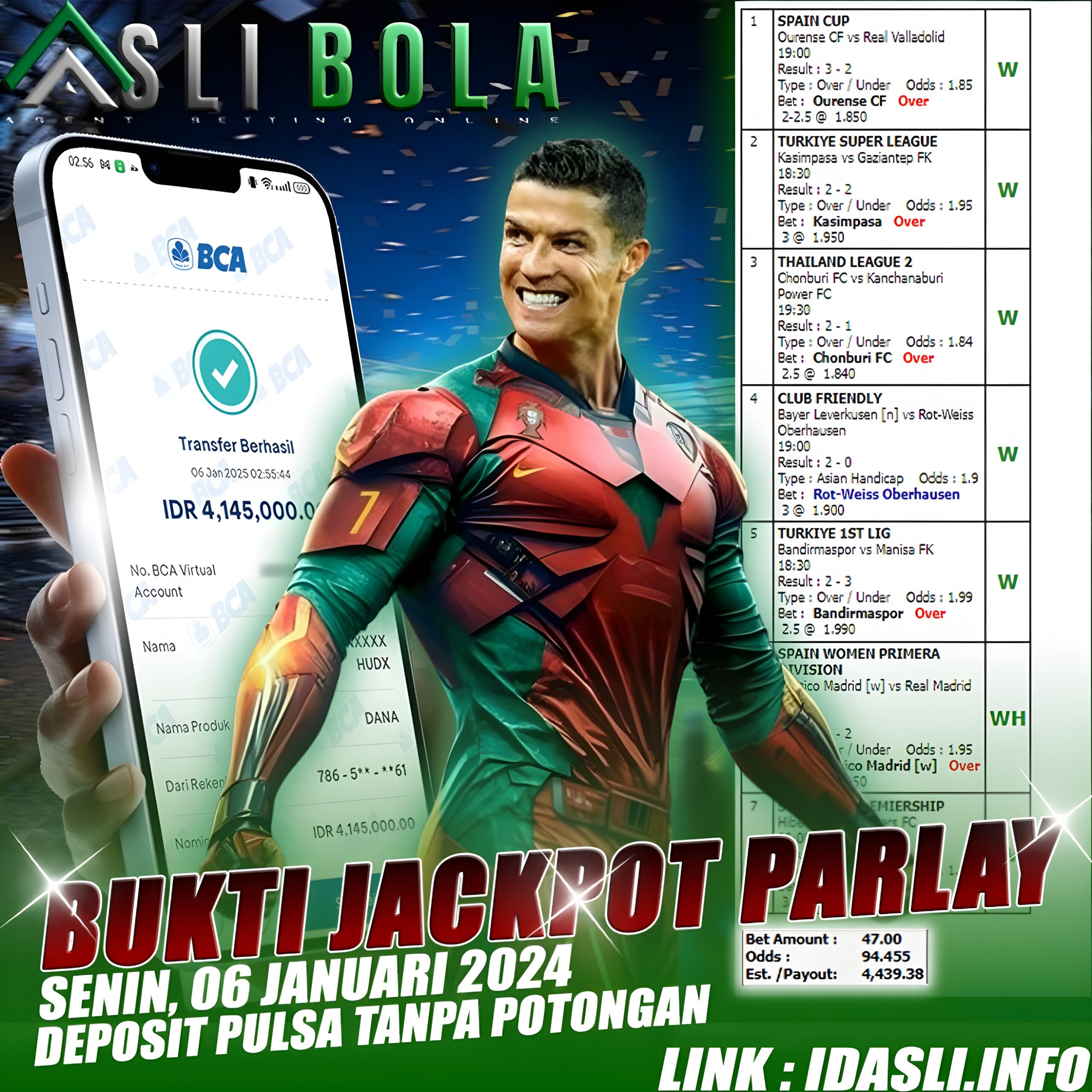 INFO KEMENANGAN PARLAY 06 JANUARI 2024