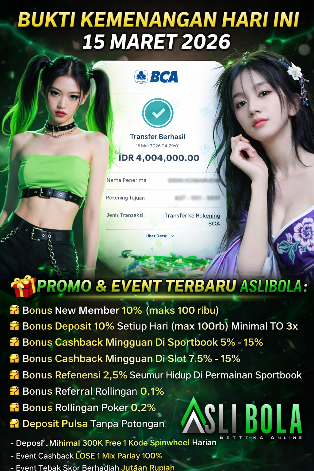 INFO KEMENANGAN HARI INI 15 MARET 2026